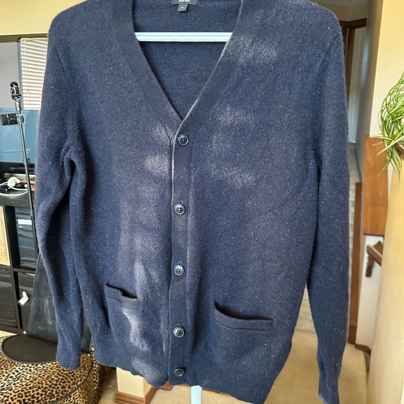 Uniqlo Ladies Wool Navy V Neck Cardigan Sweater - Picture 2 of 8